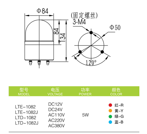 啟晟Φ80mm LTE-1082燈泡旋轉(zhuǎn)警示燈產(chǎn)品參數(shù)